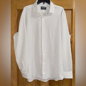 State of Matter Men’s Classic White Checkered Dress Shirt - XL - EUC
